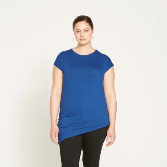 Universal Standard Liquid Jersey Crew Neck Genevette Top True Blue - Picture 1 of 9